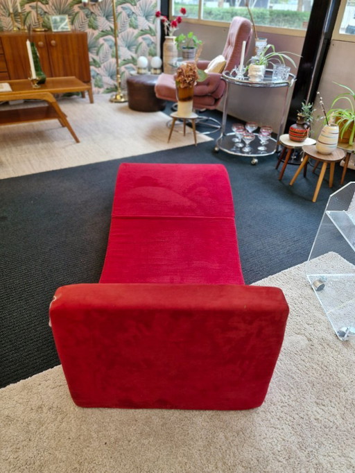 Vintage Klappsofa aus rotem Samt