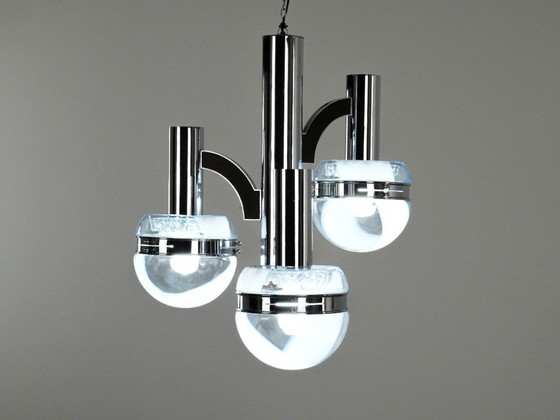 Image 1 of Kroonluchter uit het ruimtetijdperk, Muranoglas, jaren 70, gemaakt in Italië