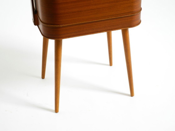 Image 1 of Beautiful original Mid Century teak sewing box with hinged compartments