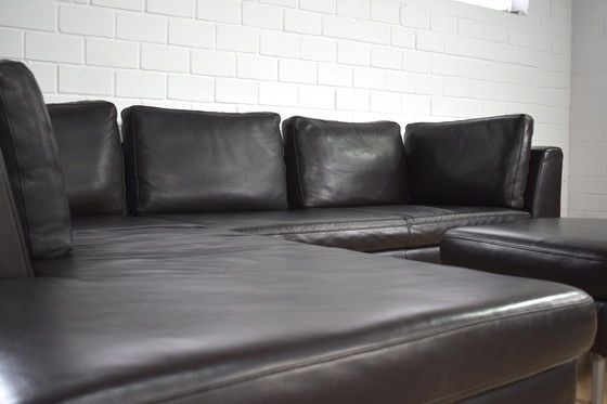 Image 1 of Leder Sofa Domino Met Kruk Ewald Schillig Leder Bank Hoekbank Sofa Couch