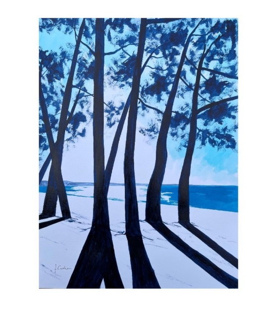 Image 1 of Oost-Indische inkt op wit fabriano papier 300g Onderwerp: Cap Coz Formaat 30x40cm.