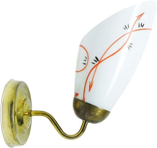 Glass Wall Lamp, Poland, 1950s – wandlampen, Metal