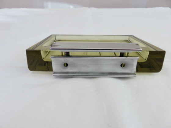 Image 1 of Wall-mounted soap dish in Murano glass and chrome-plated brass, Italy, 1970s