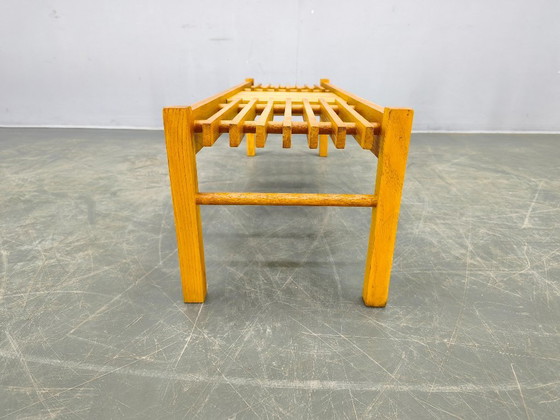 Image 1 of Set van 3 esdoornhouten plantenstandaards uit het midden van de 20e eeuw, Tsjechoslowakije, jaren 70.