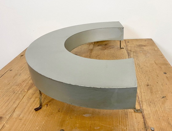 Image 1 of Large Vintage Grey Iron Facade Letter C , 1970s