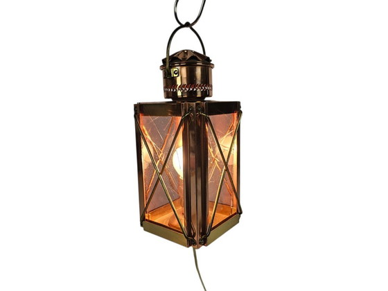 Image 1 of Lampe de navire - lanterne de cale - cuivre - verre - laiton - Pays-Bas - troisième quart du XXe siècle