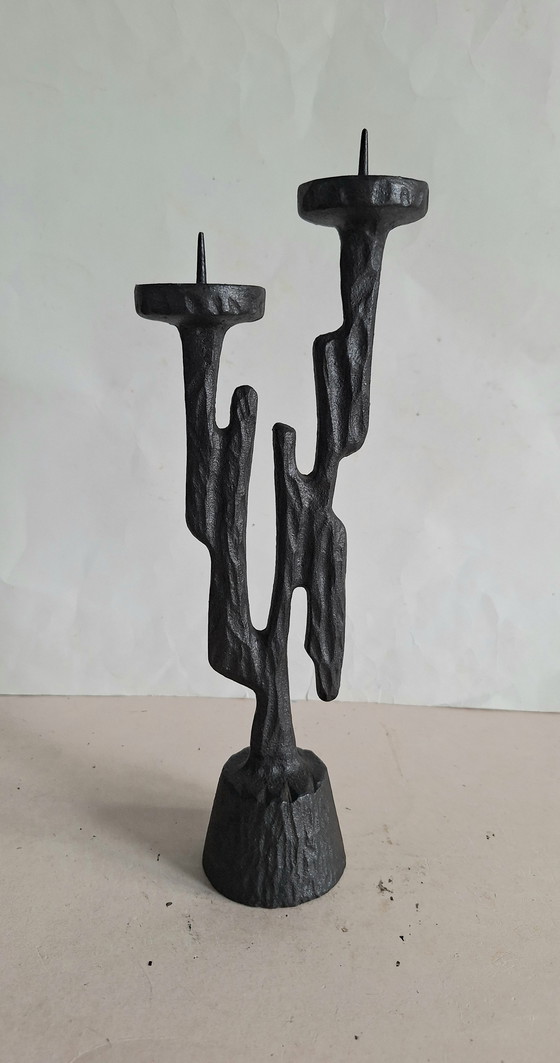 Image 1 of Candeliere in ghisa a due bracci Horst Dalbeck, Brutalist 1960-1969
