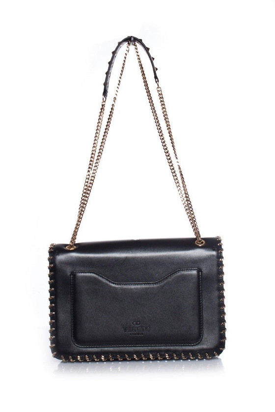 Image 1 of Borsa a tracolla Valentino Demiune in pelle nera con catena.