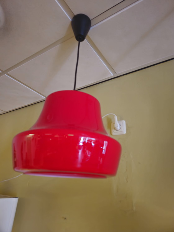 Image 1 of Glass Vintage Opaline Glass Pendant Lamp Ceiling Lamp Red