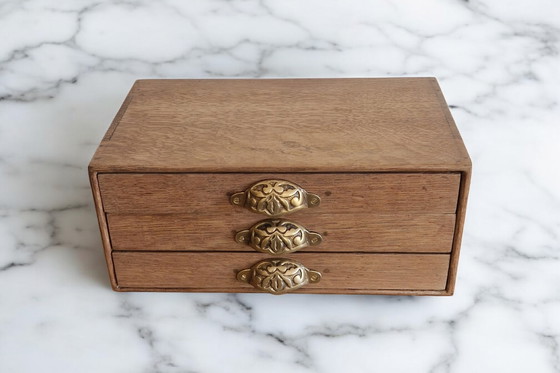 Image 1 of Small oak and brass commode - Circa 1900