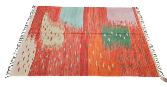 Image 1 of Hand-knotted Oriental wool Modern Abstract Kelim rug New 147x214cm