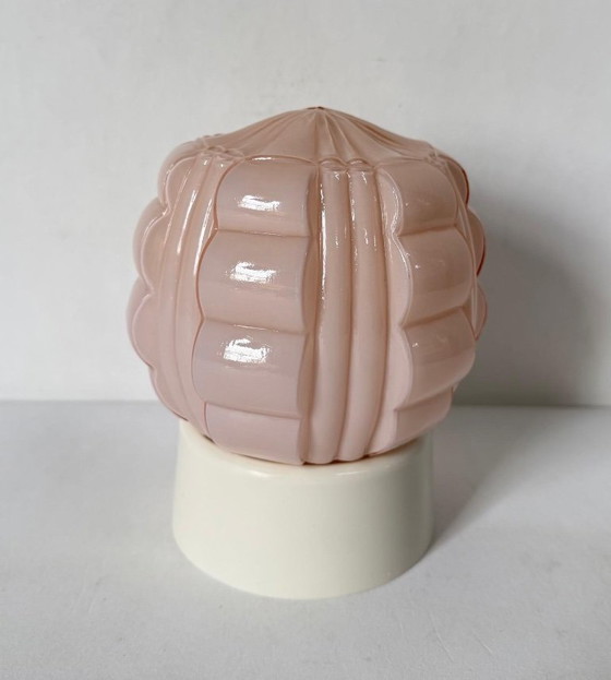 Image 1 of Thabur pink ceiling lamp Art Deco 1930s checkered model