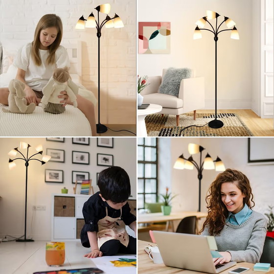 Lampadaire Noir 5 Lumières Orientables, 161 cm, Métal, Hedendaags (photo 4 sur 6)