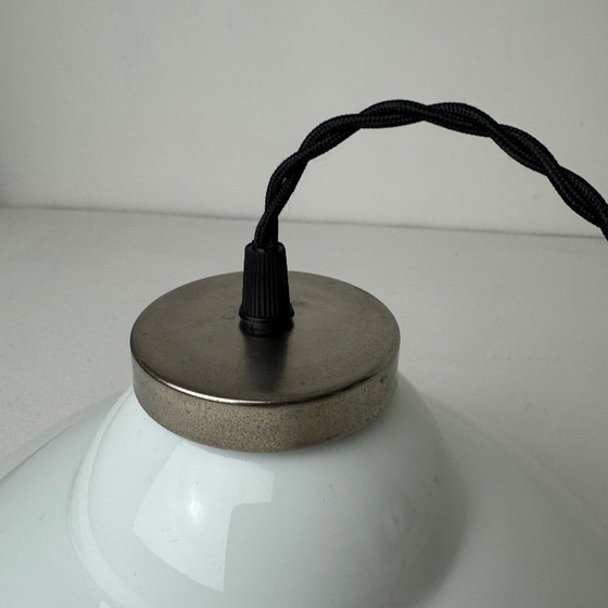 Image 1 of Vintage 30cm Opaline Glass Pendant Light