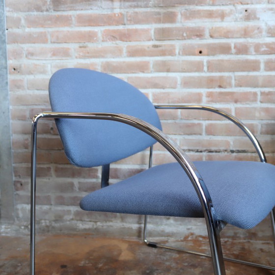 Image 1 of Vintage postmodern armchairs chrome blue lilac