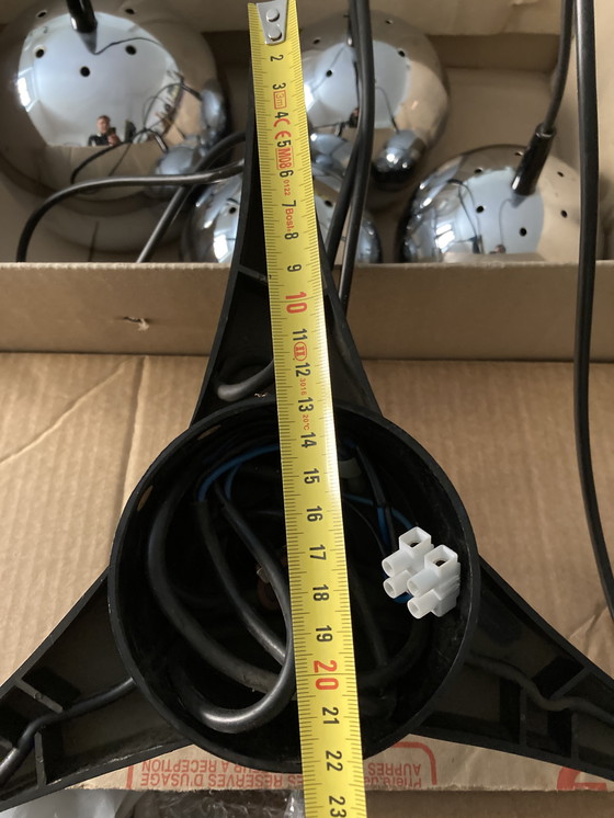 Image 1 of 4 Globe Hanglampen Metaal, Chroom, Jaar 70/80