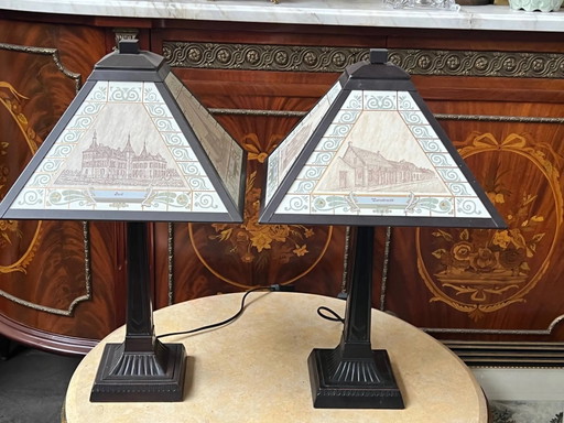 Pair of Art Deco table lamps by Atelier Decor Ar. – tafellampen, Crystal, Metal (photo 2 of 6)