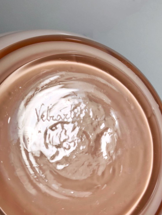 Image 1 of Vetrarti Murano Glass Vase Pink Milk Glass Venini Deco Style Pink Glass Venice