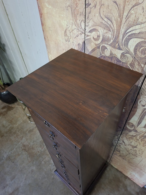 Image 1 of Colonial chest of drawers, apothecary cabinet, filing cabinet, dimensions: 41x43cm and 135cm high.