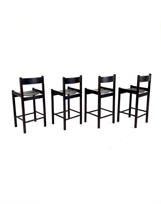 Image 1 of 4x Brutalist Bar Stools, Allmilmö '80