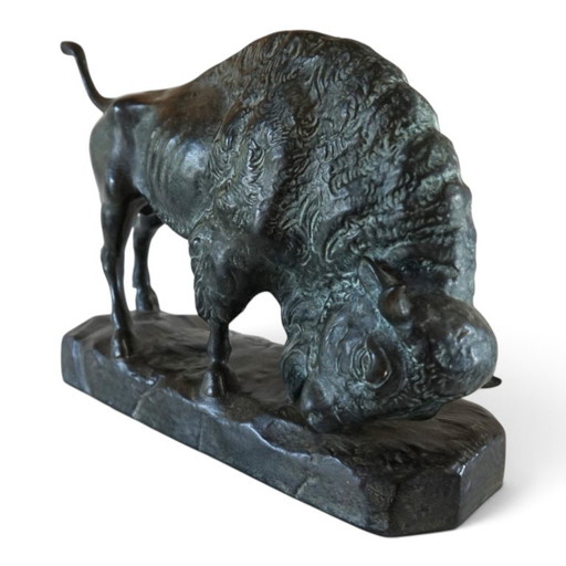 Sculpture de Taureau en Céramique par EJM, Allemagne, 1930