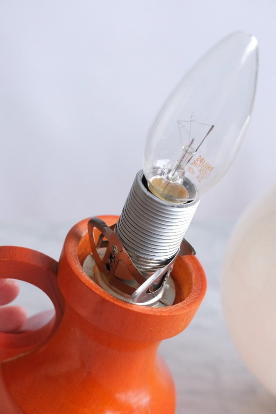 Image 1 of 2 lampes vintage en bois et verre