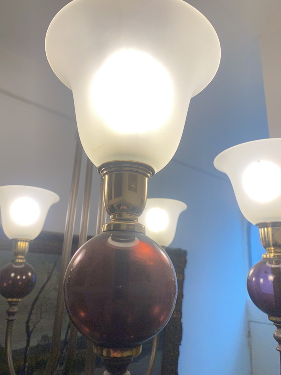 Image 1 of Lámpara de araña de cristal color gris plomo