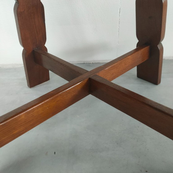 Image 1 of vintage Brutalist (style) Octagon eiken Salontafel of bijzettafel