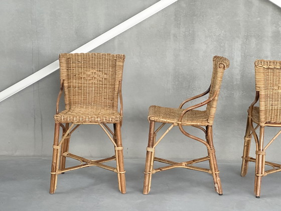 Image 1 of 4x Vintage Rattan Dining Chairs, ca. 1980s