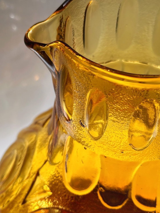 Image 1 of Jarra de vidrio italiana amarilla, década de 1970, jarra MCM Empoli, jarra para jugo, jarra para agua, década de 1970, años 70, 