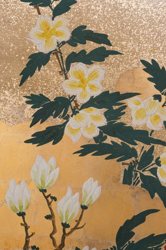 Image 1 of Antique Japanese 6-Panel Folding Screen Rinpa School-style