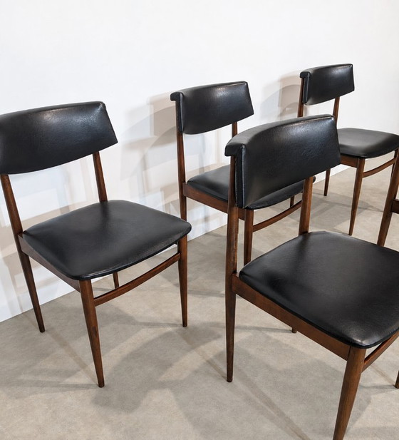 Set of 6 vintage Mid-Century chairs – 1960s – Dining chairs, Skai, Wood (photo 3 of 9)