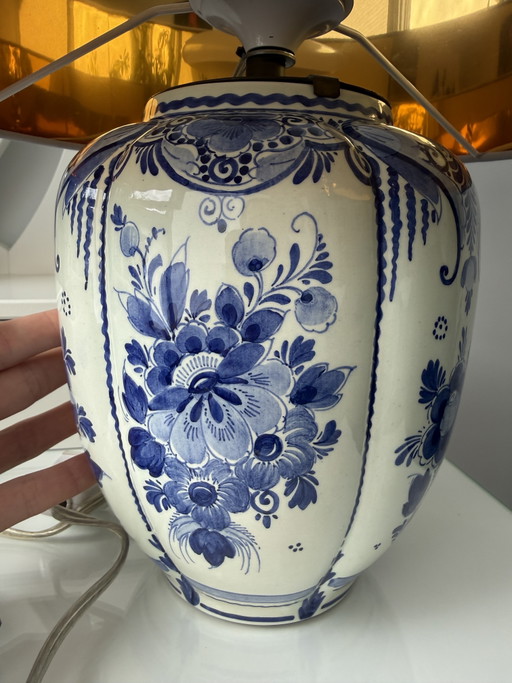 Vintage Quo Vadis Delft blue table lamp – hand-painted ceramic