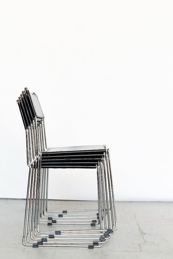 Image 1 of Leder-Esszimmerstühle von Giandomenico Belotti für Alias, 1980er Jahre, 4er-Set