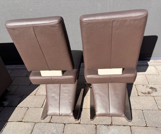 Two design dining chairs, Musterring, Leather, Chrome, Brown (photo 3 of 14)