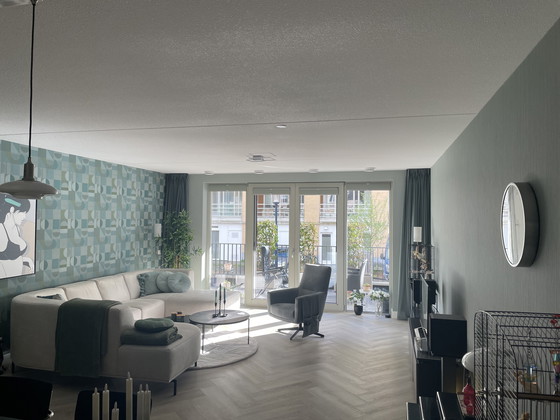 Image 1 of Pantini hoek bank leer/stof combinatie 