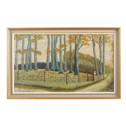 Peinture "La route de la forêt", design scandinave, années 1960