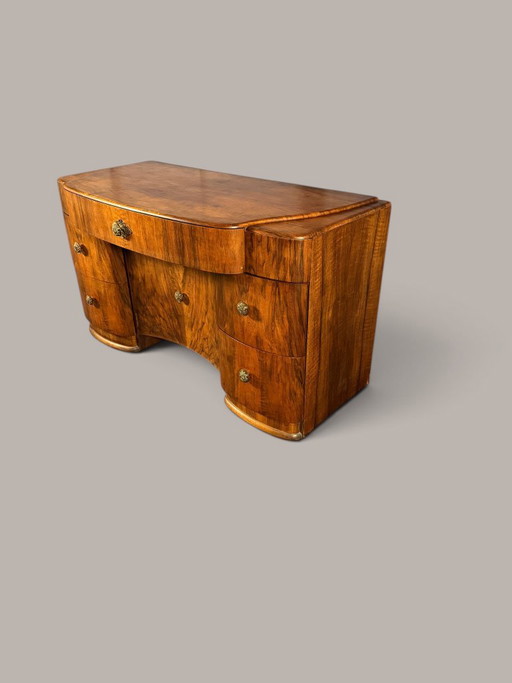 Scrivania Art Déco in noce stile Streamline, circa 1935 – bijzettafels, Wood (photo 2 of 11)