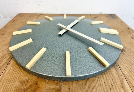 Image 1 of Grey Industrial Office Wall Clock from Pragotron, 1970s