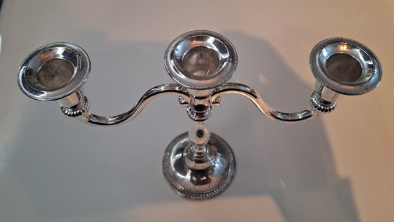Image 1 of Verzilverde vintage kandelaar 