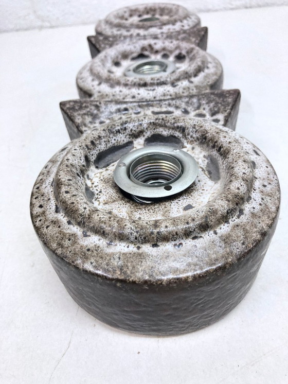 Image 1 of Two triple wall lamps from the 1960s/70s, brutalist style, PAN ceramics