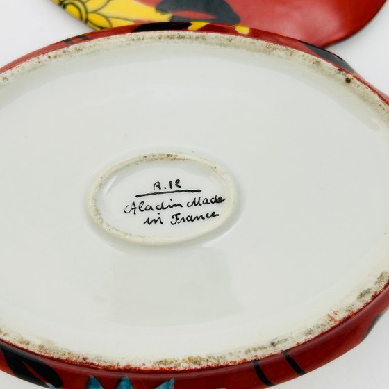Image 1 of Art Deco collectible porcelain box by Aladin France model R12, rare 1920-30 handpainted box