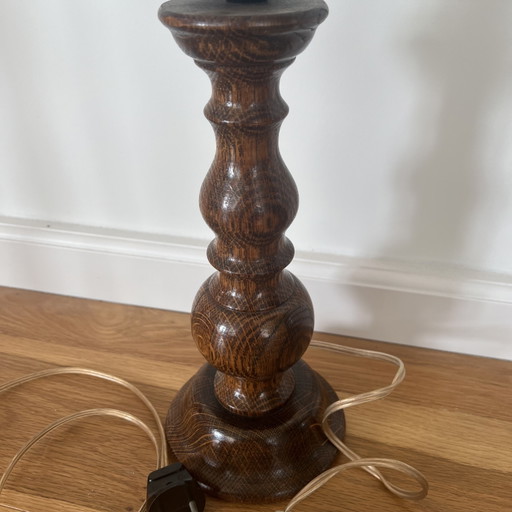 Classic wooden table lamp, turned base, vintage