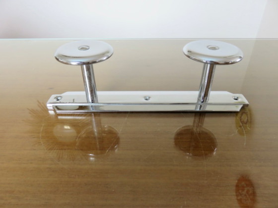 Image 1 of Art Deco wandkapstok van verchroomd messing, Frankrijk, jaren 1940-1950