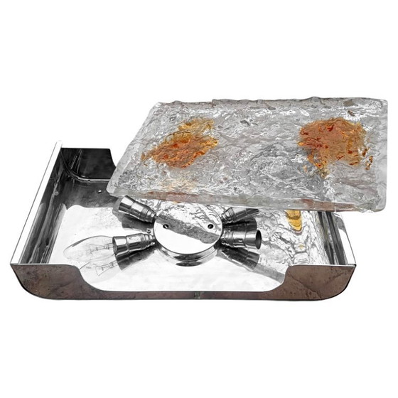 Image 1 of Venini Italy Wandleuchte „Stone“, Design aus den 70er Jahren, dickes Säureglas