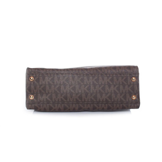 Image 1 of Borsa shopper Michael Kors in tela marrone con monogramma.