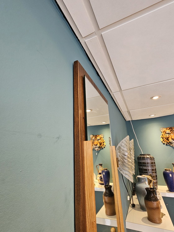 Image 1 of Vintage Mid-Century Hoge Spiegel met Lades en Handgrepen