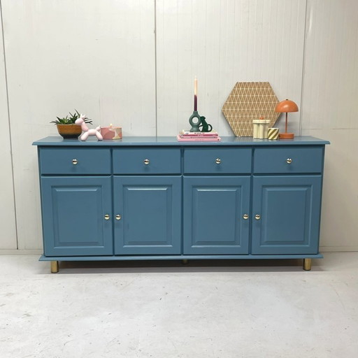 Aparador de madera azul Restyle Sloe Blue Farrow & Ball armario de almacenamiento