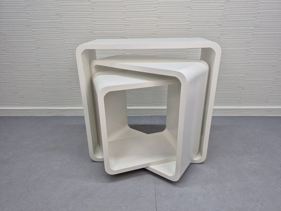 Image 1 of Cube/cube blanc, meuble modulaire vintage de l'ère spatiale.