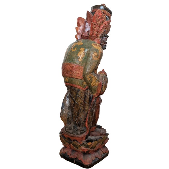 Vintage Balinese Houtsnijwerk – Rishi met Kamandalu – Polychroom – 52 cm – Beeldhouwkunst (photo 4 of 10)